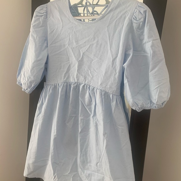 Aritzia Dresses Aritzia Blue Dress W Puff Sleeves Poshmark